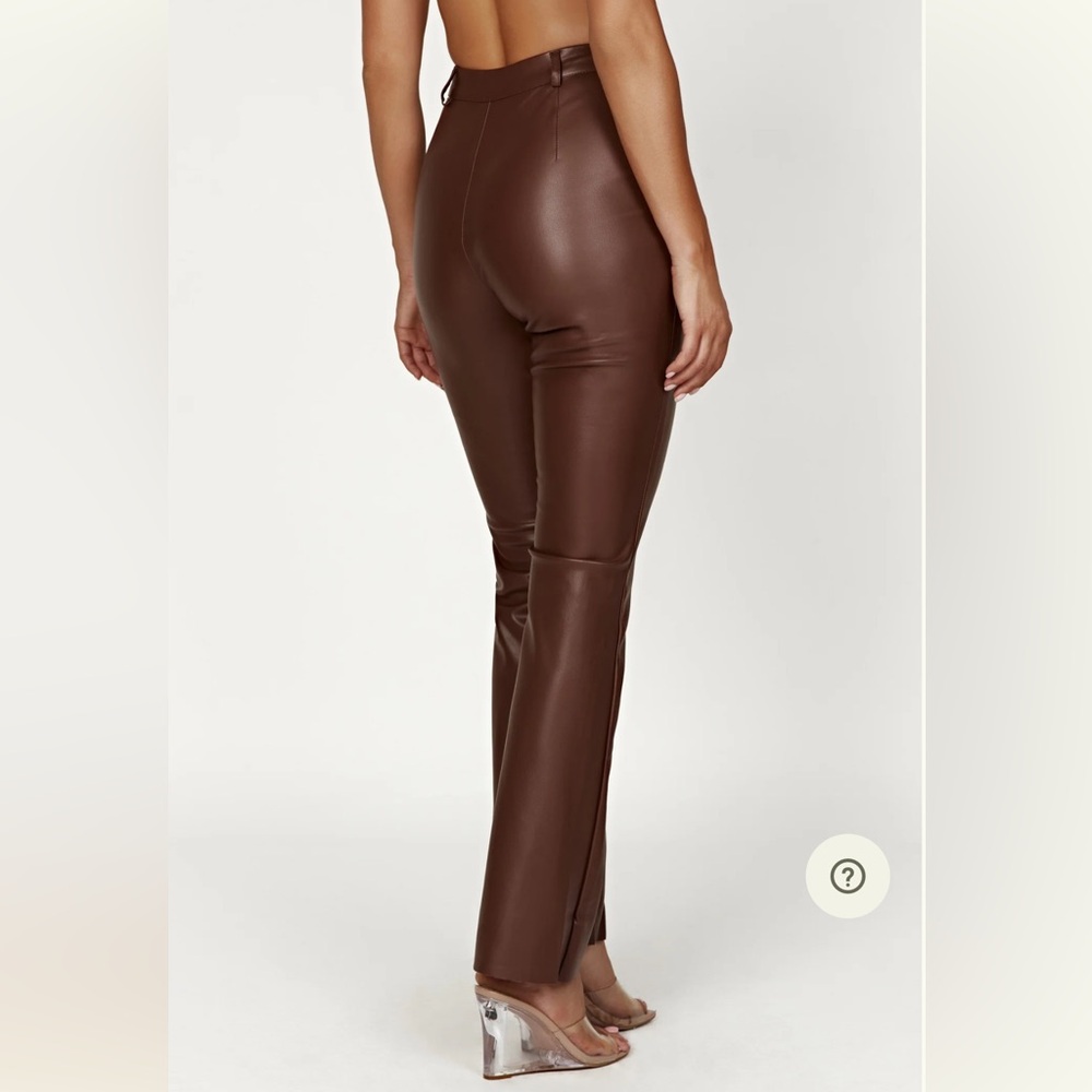 MESHKI: Tyra Straight Leg Faux Leather Pants - Cherry Chocolate 🍒🍫 - Picture 3 of 9